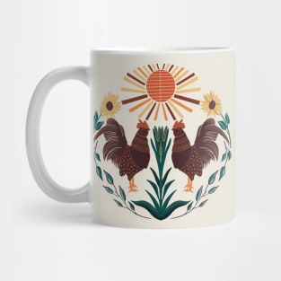 Folk Art Rooster Design Mug